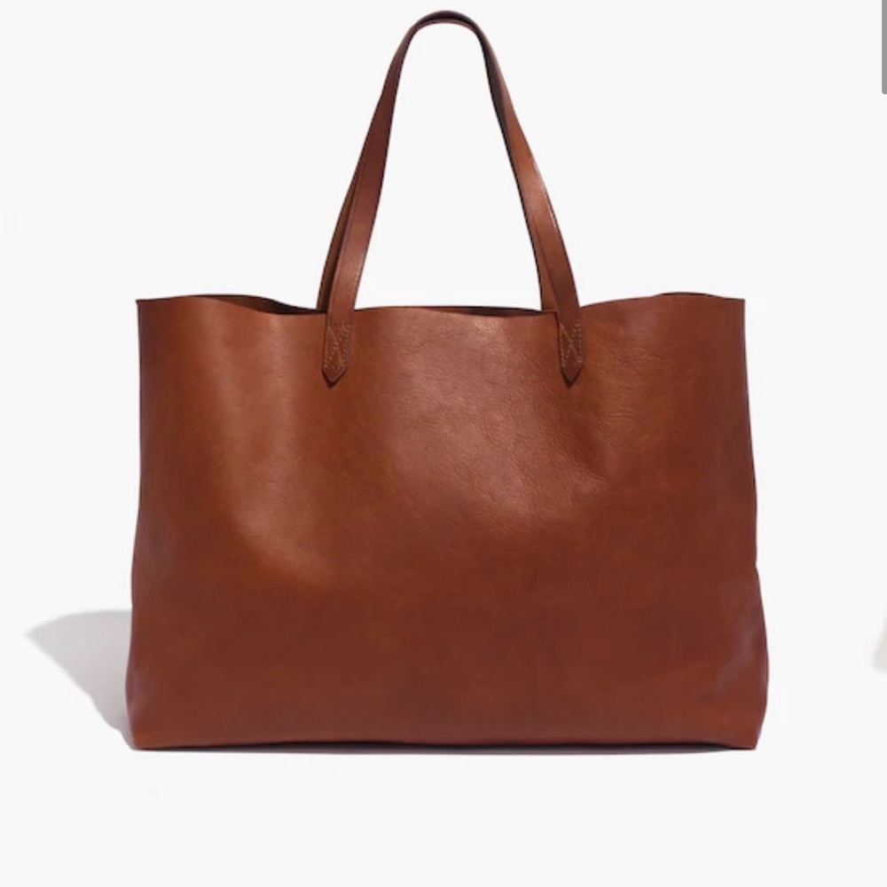 Madewell RARE East/West Large Transport Tote Leather English Saddle Bag